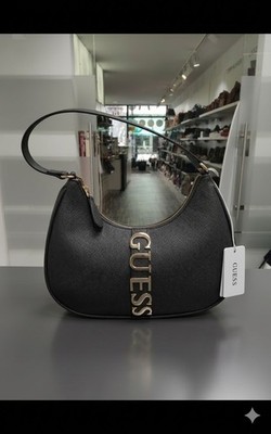 Guess Damen Schultertasche Handtasche Schwarz Hobo Bag Kunstleder Elegant Neu