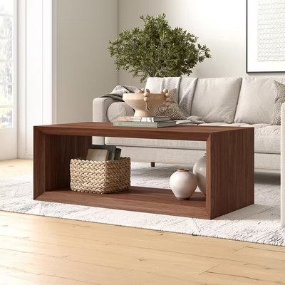 Osmond 48 In. Satin Walnut Rectangle MDF Top Coffee Table