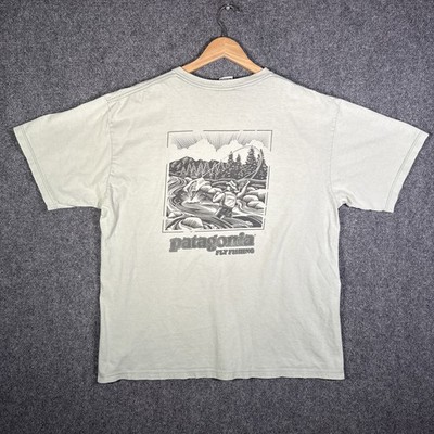 Vintage Patagonia Shirt Mens Large Green 90s Art Beneficial Ts Fly