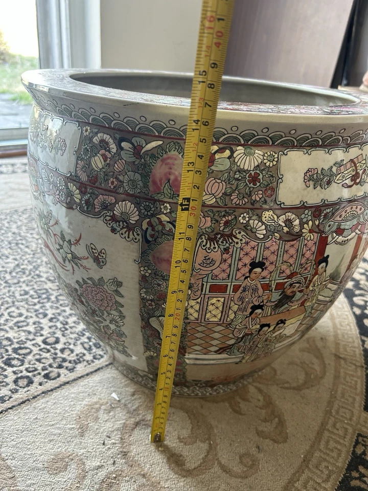 Antigua maceta china Famille de porcelana rosa pecera Foto 2 de 4