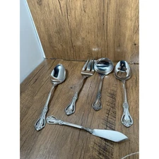 Oneida Rogers Deluxe Stainless Serving Utensils Mixed Lot Floral Pattern