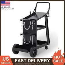 3-Tier Cart with Swivel Wheels Safety Chains for Plasma Cutter Welding Machine