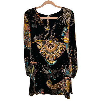 Alice & Trixie Vestido Silk Empire dress in Bohemian Harvest Black size Small