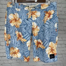 Quiksilver Blue Tropical Floral Dry Flight Board Shorts Swim Trunks Size 30