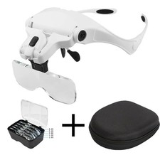 LED Head Magnifying Glasses 1X-3.5X Arc-shaped Reading Loupe with Bag