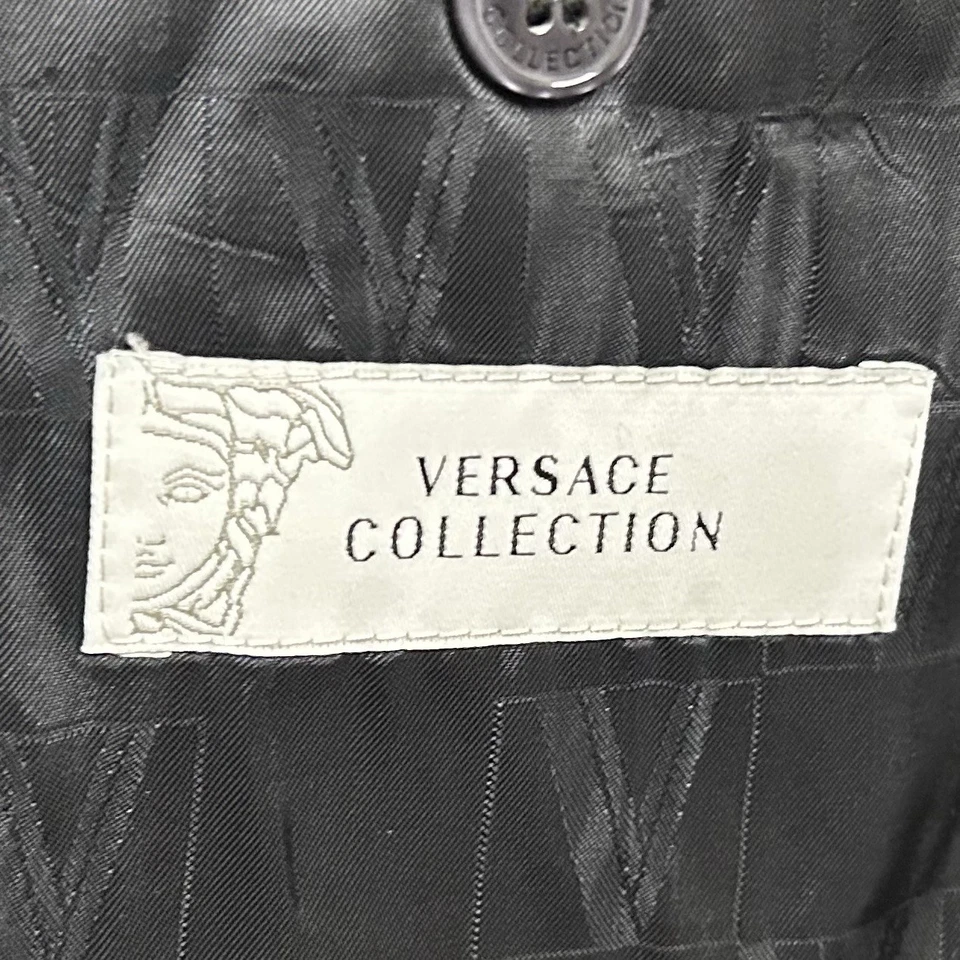 Versace Collection 44R Sport Coat 100% Wool Gray Herringbone Two Button Vented - Image 3 of 4
