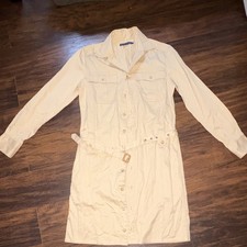 Ralph Lauren Womens Beige Shirt Dress Button-Front Belted Pockets Cotton 8