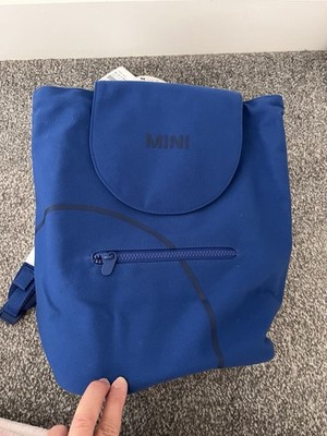 MINI Original Rucksack Tasche Outline Print Blazing Blue Zip Open Pocket Reise