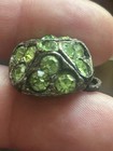 Vintage Antique Metal Button Faceted Green Glass 3/4” — photo 1