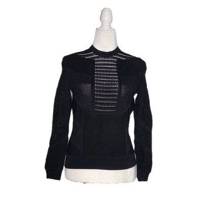 TORN BY RONNY KOBO Fiage Black Fishnet details Crewneck Sweater Long Sleeve XS