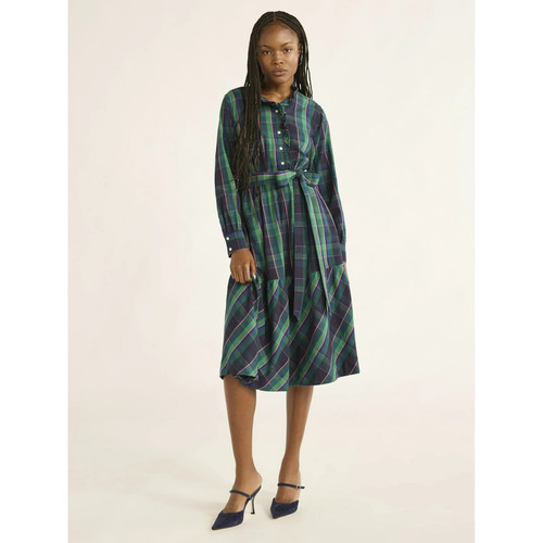 Free Assembly Green Plaid Midi Dress