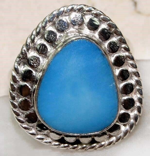 Natural Blue Fire Opal 925 Solid Genuine Sterling Silver Ring Jewelry Sz 9 