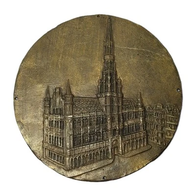 04L36 ANCIENNE SCULPTURE BAS RELIEF PLAQUE BRONZE BRUXELLES BELGIQUE 1900 - Photo 1/4