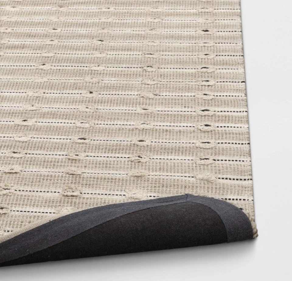 Alfombra de tejido plano a rayas tejida umbral negra/crema tejida a mano 2’x3’ ✅✅ Foto 4 de 4