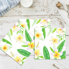 12 Mini Note Cards 3x3 Plumeria Flowers Tropical Gift Enclosure Set Thank You