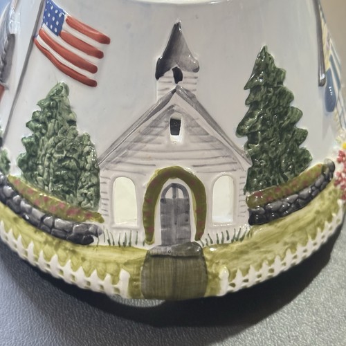Yankee Candle Our Town Shade Topper Large Jar School Church Flag Flower Library - Picture 12 of 14