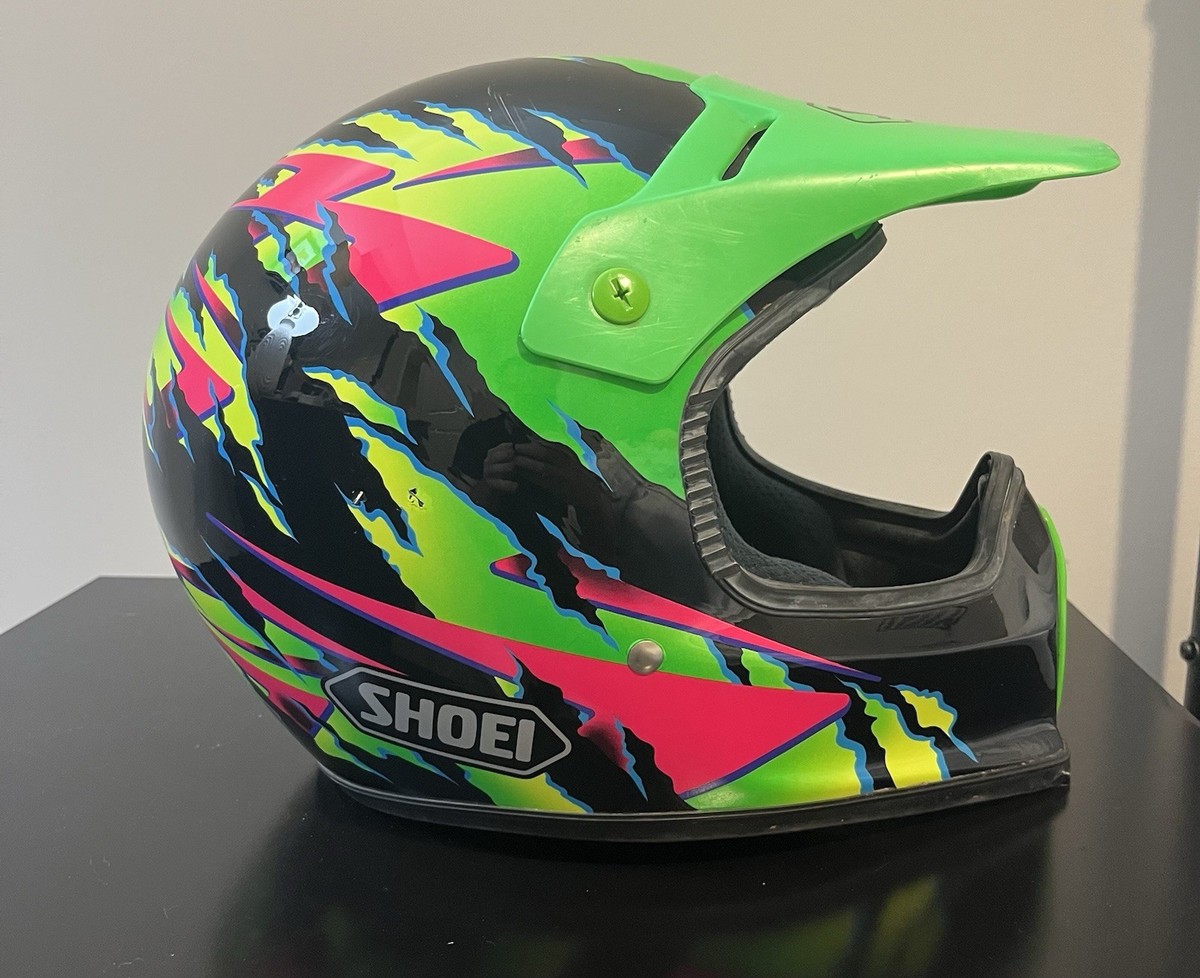 Vintage 1994 Shoei FX-2 MX Dirtbike Helmet Green Black Pink