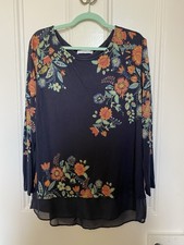 Stylish Beaded Flower Top by Per Una At M&S, Navy And Multi, Size 16