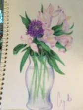 original colored pencil flower drawing freesia and mum