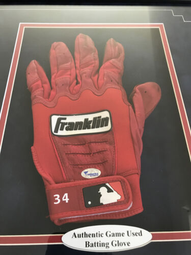 Guanto da battuta David Ortiz gioco usato incorniciato COA fanatici Red Sox autografo 8x - Foto 3 di 4