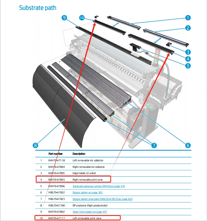 B4H70-67003 B4H70-671 Right Left Removable Print Zone For HP Latex 360 370 560 - Image 2 of 4