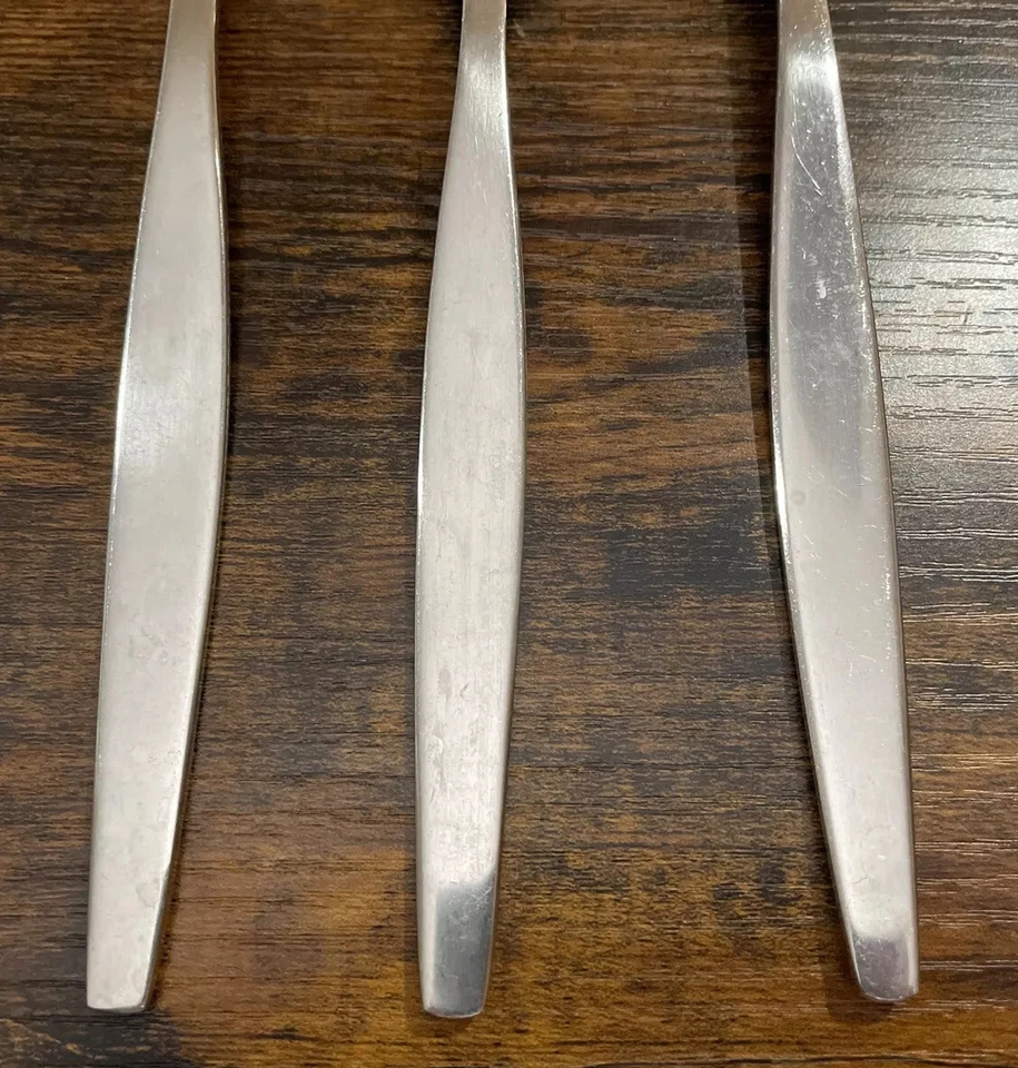 3pc Gense FOCUS 18-8 Stainless 1 Solid Serving Spoon & 2 Forks 8 7/8" Sweden - Image 3 of 4