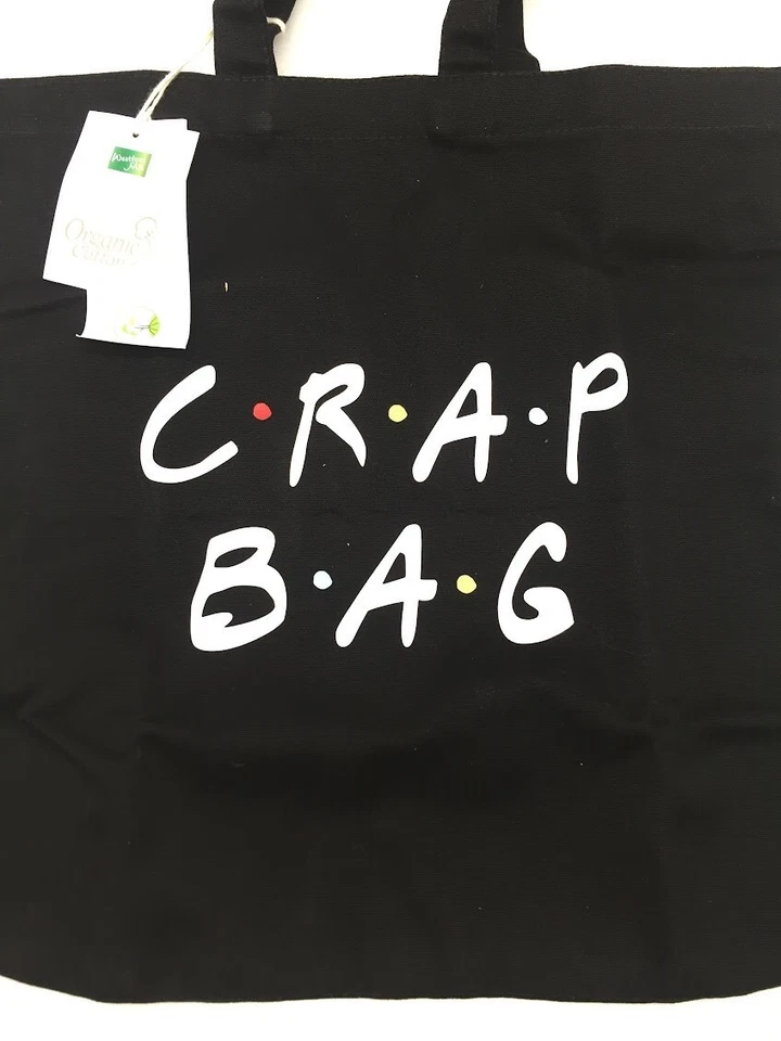 Bolso de Mano Westford Mill Divertido Bolso de Compras de Algodón Divertido Negro Bolso de Mierda para Compradores Foto 3 de 4