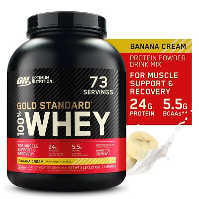 Optimum Nutrition Gold Standard 100% Whey Protein Powder, Banana Cream, 5lb