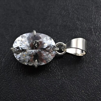 Natural Certified White Sapphire 29 Ct Loose Gemstone 925 Silver Pendant