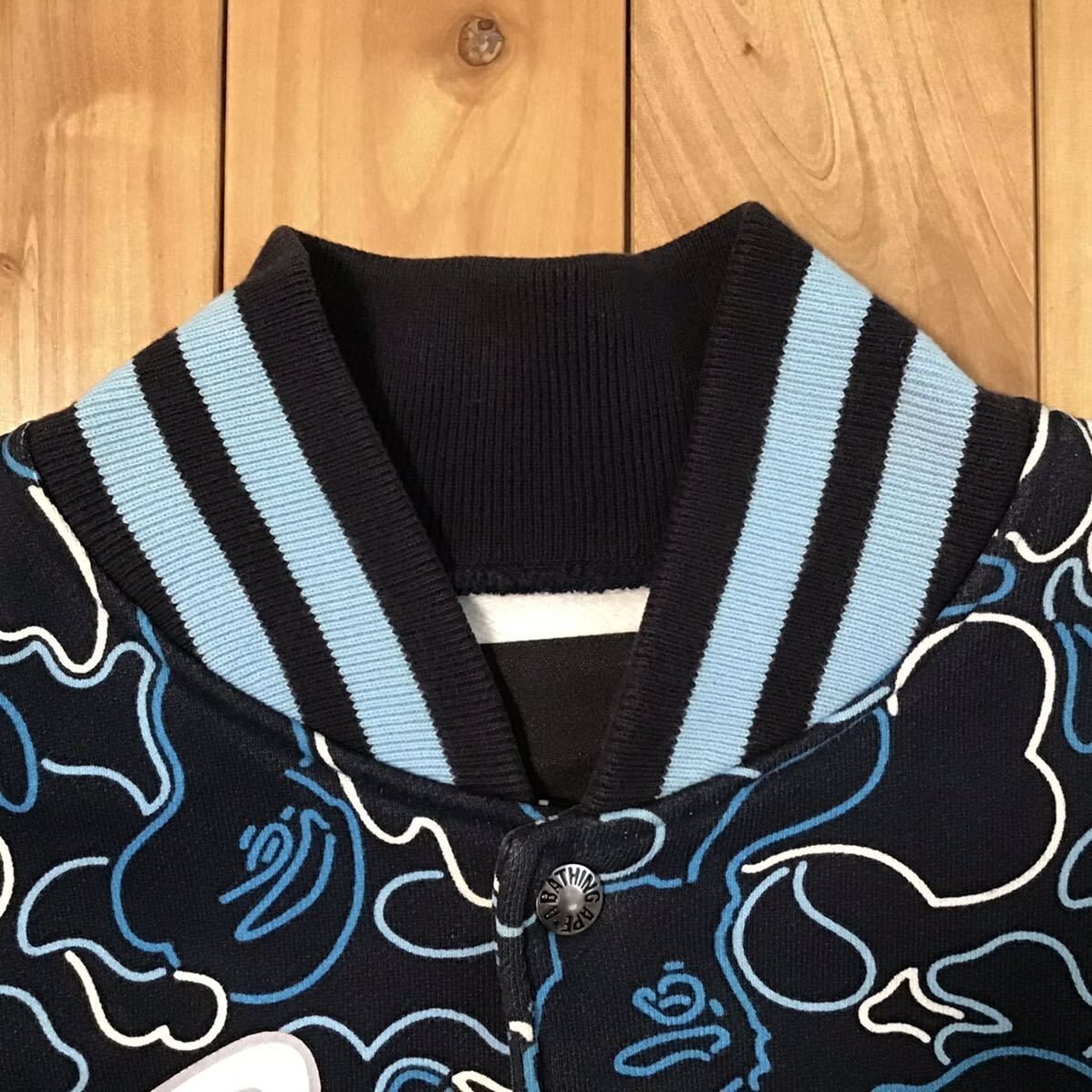 BAPE Neon camo sweat varsity jacket a bathing ape NIGO Blue Size M