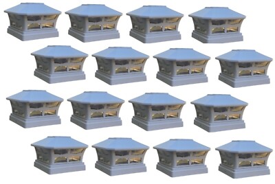 16 Pack Solar Copper/Off White Square Post Fence Mount Cap Lights 6x6''
