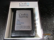 NEW Croft & Barrow Slim Card Bifold Black Wallet Leather Slimfold Magnetic RFID