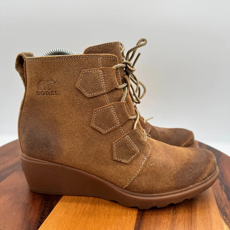 sorel toronto suede leather wedge ankle booties boots