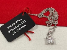 NEW J. Francis 925 Sterling Silver Swarovski Zirconia Pendant 20" Chain Necklace