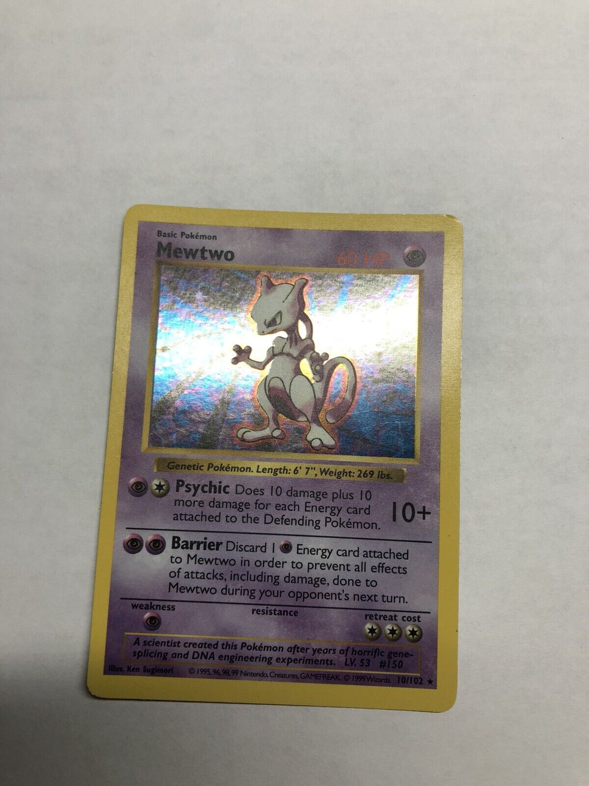 Mewtwo‑Holo 1999 Pokemon TCG Base Set Shadowless #10/102 - Novelship