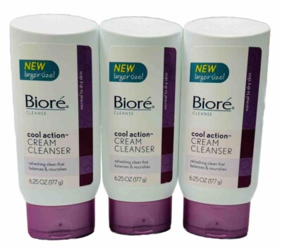 3 biore cool action cream cleanser normal/dry skin 6.25oz ea