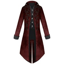 Mens Tuxedo Retro Medieval Costume Tailcoat Blazer Long Punk Gothic Jacket