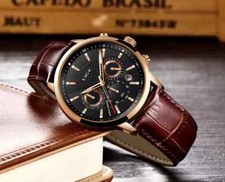 Reloj cuarzo cuero informal de lujo para hombre regalo de negocios vacaciones