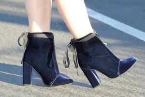 zara blue velvet boots