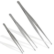 3pcs Stainless Steel Tweezer Set 8" 10" 12" Long Tweezers With Precision Serra