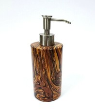 BROWN,TAN,BLACK STONE MATERIAL & DESIGN SOAP DISPENSER,SILVER NICKEL PUMP