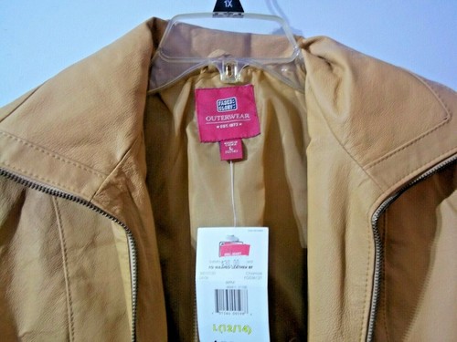 NWT - FADED GLORY - WASHED LEATHER BF - TAN - WOMENS - L (12/14) - JACKET - Picture 2 of 5