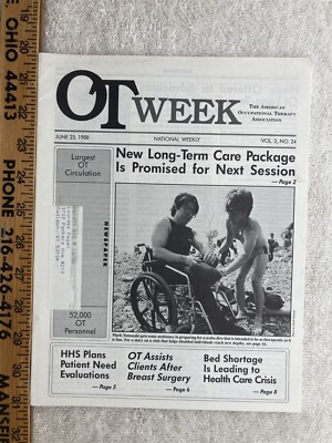 1988 Occupational Therapy Association National Weekly Newsletter Magazine Vtg