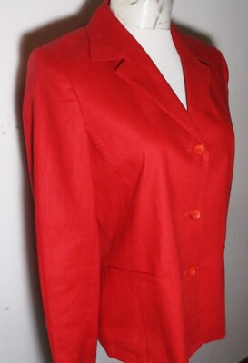 RAFAELLA Red 100% Linen Jacket Size 6 NWOT