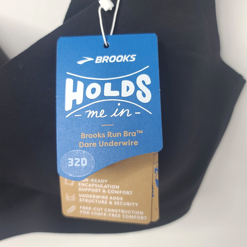 Brooks Dare Underwire Run Bra Running Sports Bra Womens Size 32D Black - NEW - Picture 2 of 6