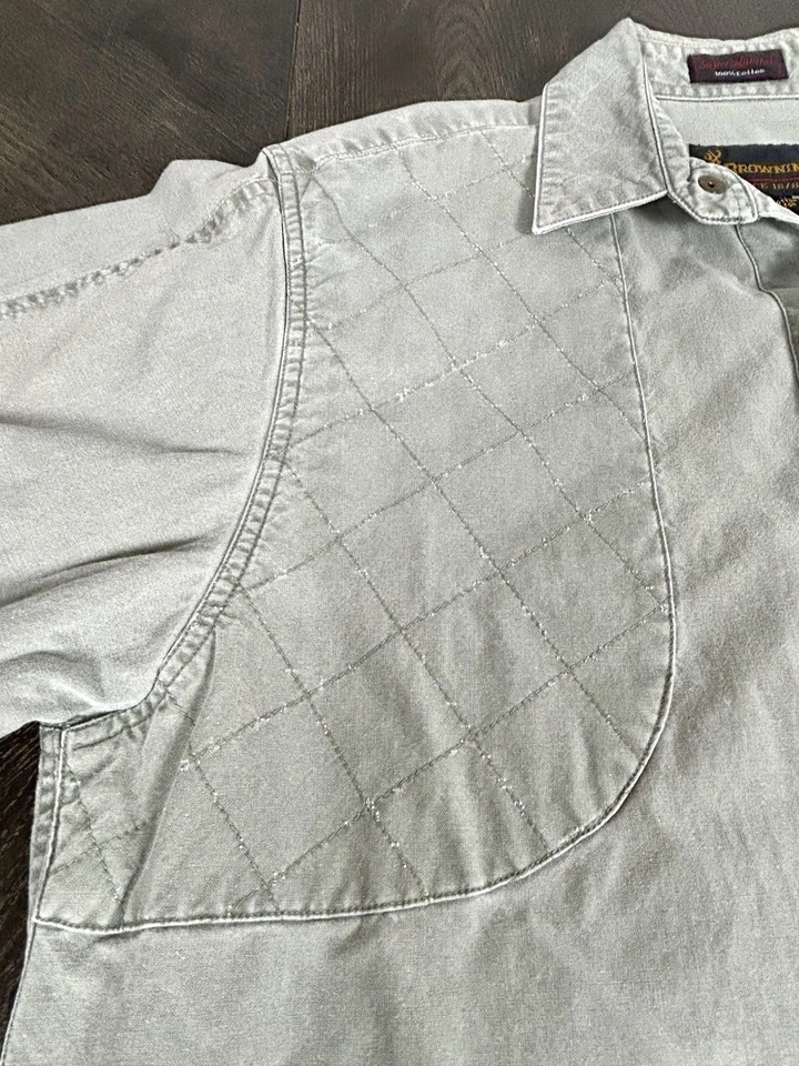 Винтажная коричневая футболка для стрельбы мужская M серая холщовая с застежкой длинным рукавом охотничий фазан - Изображение 3 из 4