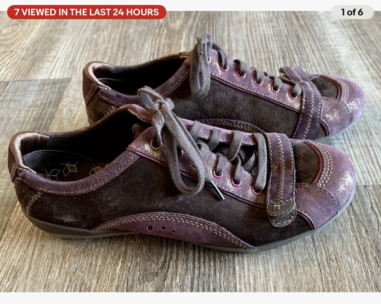 Scarpe da tennis Merrell Pirouette marrone marrone pelle scintillante sneakers cravatta taglia 6