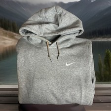 Nike Hooded Sweatshirt Men s Long Sleeve Gray Drawstring Size Medium