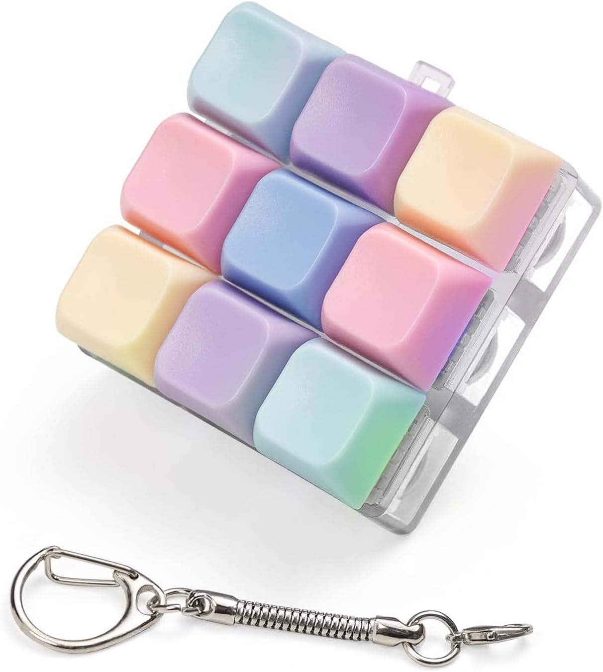 9-Key Keyboard Fidget Toy Mini Clicker Stress Relief Keychain Colorful Portable