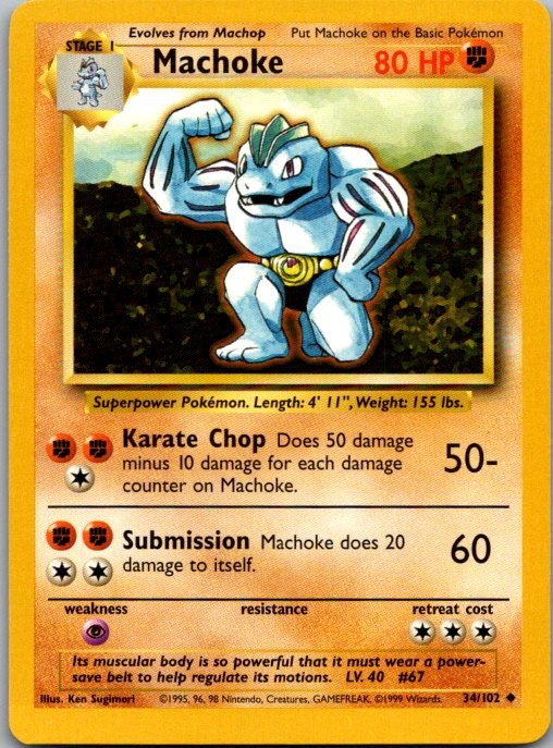Machoke Uncommon Base Set 034/102 NM